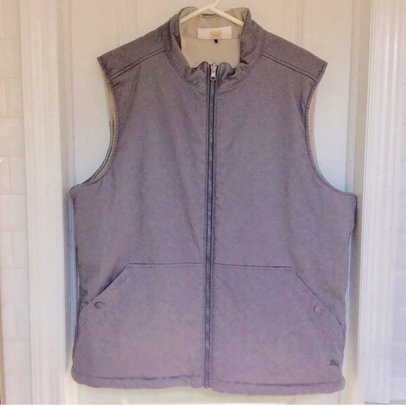 Tommy Bahama Top Sail Reversible Cotton Vest Grey and Tan Men’s XL - Picture 12 of 14